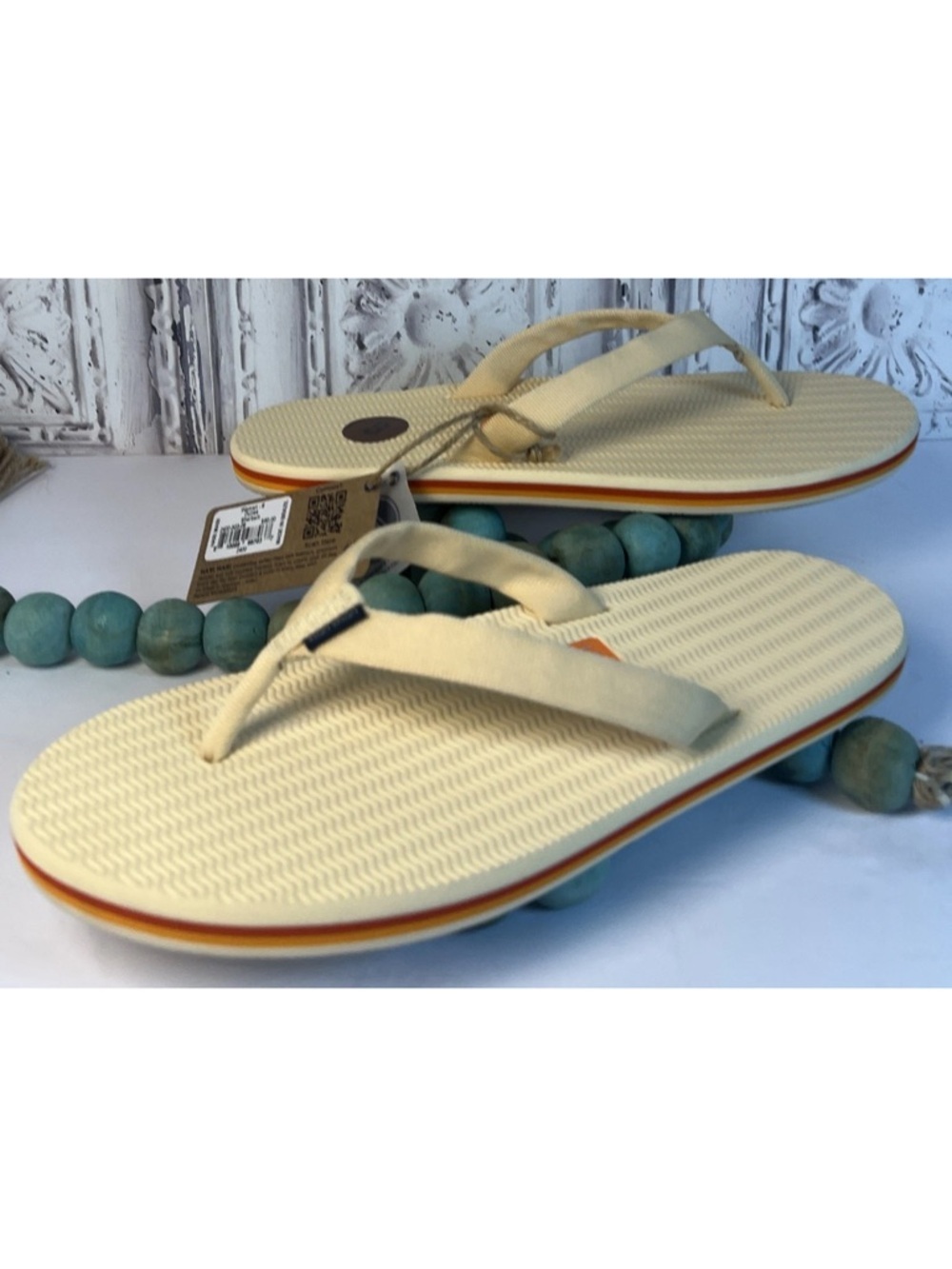 NWT Hari Mari Dune’s Flip Flop Sandals Dunes Cream Sherbert Women’s 8 - Picture 9 of 16